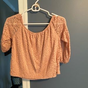 Pink hollister off the shoulder shirt
